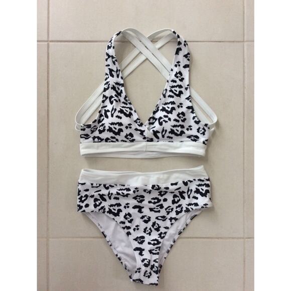 Beachsissi Swimwear Bikini Set Multicolor Print High Waist Swimsuit - Picture 1 of 8